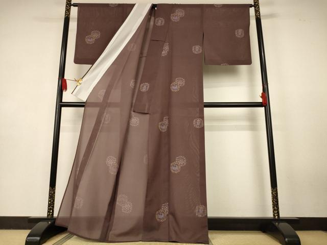平和屋着物*夏物 小紋 紗 花鳥文 洗える着物 AABK2645jd