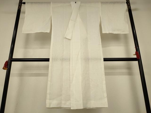 平和屋着物*夏物 長襦袢 流水葉紋紗 生成り色 麻 AABK2647jd