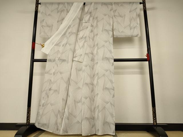 平和屋着物*夏物 小紋 紗 幾何学文様 洗える着物 AABK2659jd