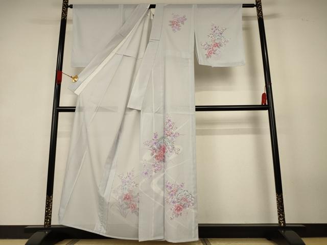 平和屋着物*夏物 訪問着 絽 流水草花文 洗える着物 AABK2665jd