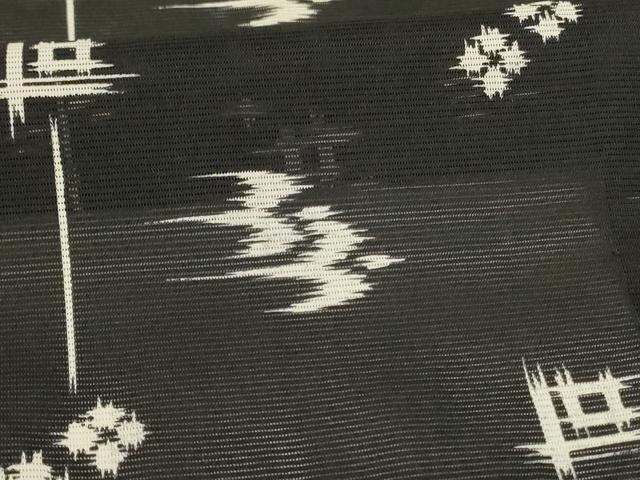 平和屋着物*夏物 小紋 絽 琉球絣文 黒地 洗える着物 AABK2669jd