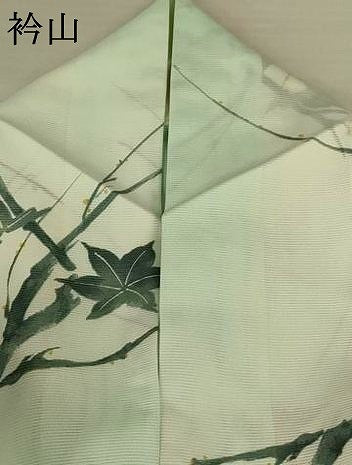 平和屋着物*夏物 小紋 絽 枝葉文 洗える着物 AABK2670jd
