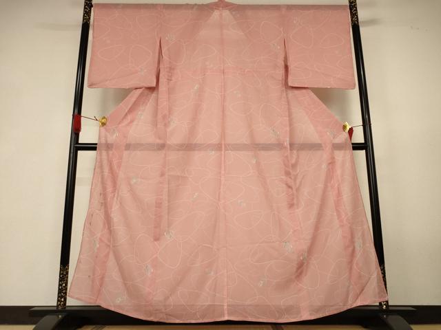 平和屋着物*夏物 小紋 絽 抽象文 洗える着物 AABK2675jd