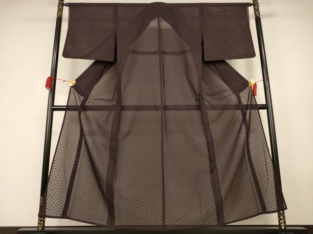 平和屋着物*夏物 色無地 霞紋紗 黒鳶色 正絹 逸品 AABK2680jd