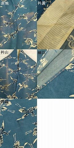 平和屋着物*夏物 小紋 紗紬 藍 型染め 飛鳥文 正絹 逸品 AABK2681jd
