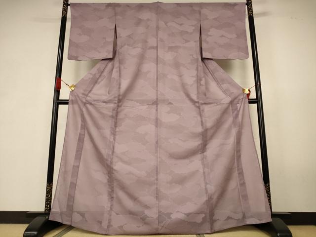 平和屋着物*夏物 色無地 雲取り紋紗 胡桃染色 正絹 逸品 AABK2686jd