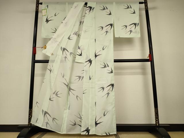 平和屋着物*夏物 小紋 絽 飛鳥文 洗える着物 未使用 AABK2691jd