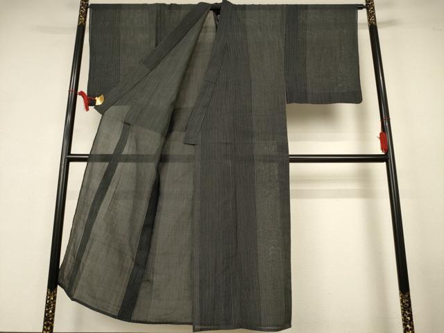 平和屋着物*夏物 男性 上布 縞 麻 逸品 AABK2707jd