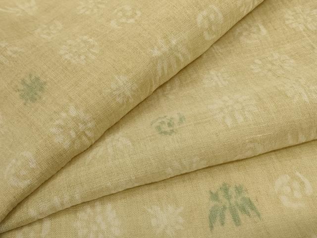 平和屋着物*夏物 小千谷ちぢみ 草花文 麻 逸品 AABK2712jd