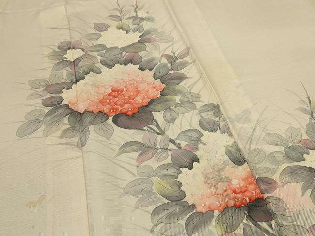 平和屋着物*夏物 訪問着 絽 手描き 紫陽花 正絹 逸品 AABK2717jd
