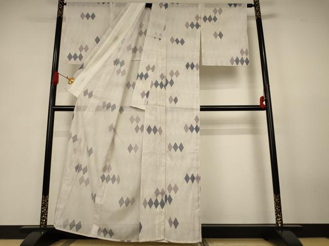 平和屋着物*夏物 小紋 絽 菱文 洗える着物 AABK2718jd