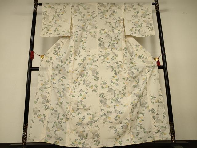平和屋着物*夏物 小紋 絽 草花文 正絹 逸品 AABK2719jd