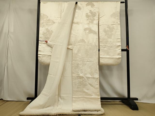 平和屋本店●白打掛 白無垢 和装 婚礼 結婚式 花嫁 神社挙式 駒刺繍 飛鶴松文 逸品 AABK2733ou