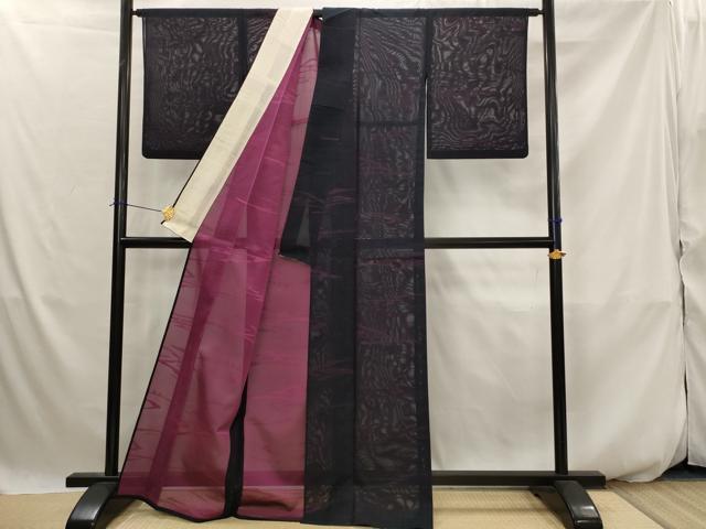 平和屋着物*夏物 小紋 紗 風景文 正絹 逸品 AABK2769st