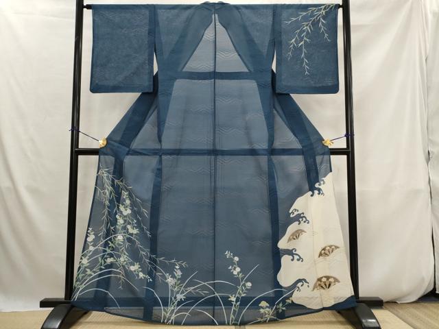 平和屋着物*夏物 訪問着 絽 草花文 金銀彩 正絹 逸品 AABK2775st