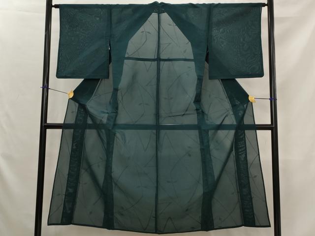 平和屋着物*夏物 色無地 紗 枝葉紋紗 百入茶色 正絹 逸品 AABK2776st