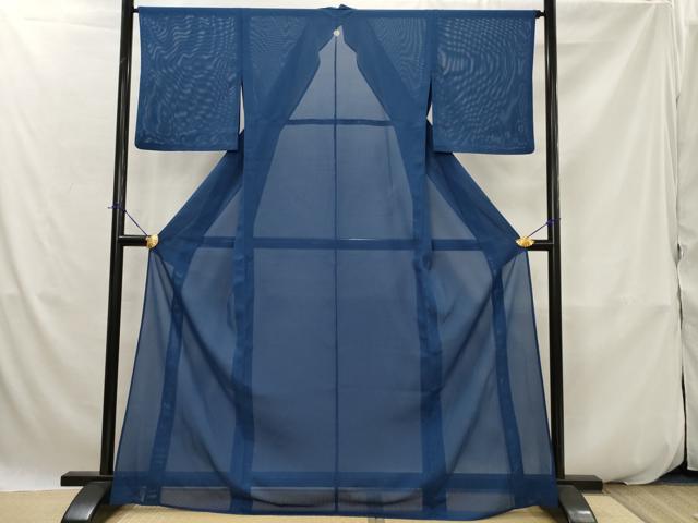 平和屋着物*夏物 色無地 絽 紺瑠璃色 洗える着物 AABK2783st