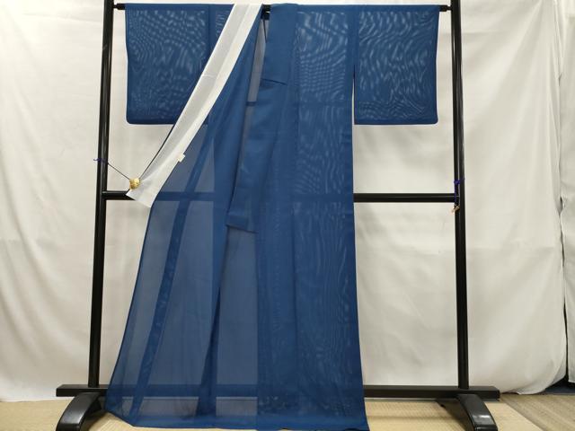 平和屋着物*夏物 色無地 絽 紺瑠璃色 洗える着物 AABK2783st