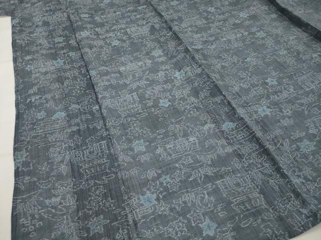 平和屋着物*夏物 本場小千谷ちぢみ 紗 風景文 麻 逸品 AABK2791st