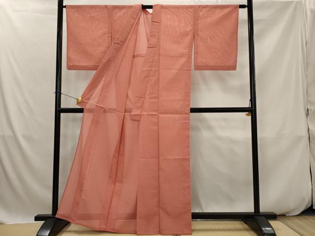 平和屋着物*夏物 色無地 絽 鉛丹色 洗える着物 AABK2794st