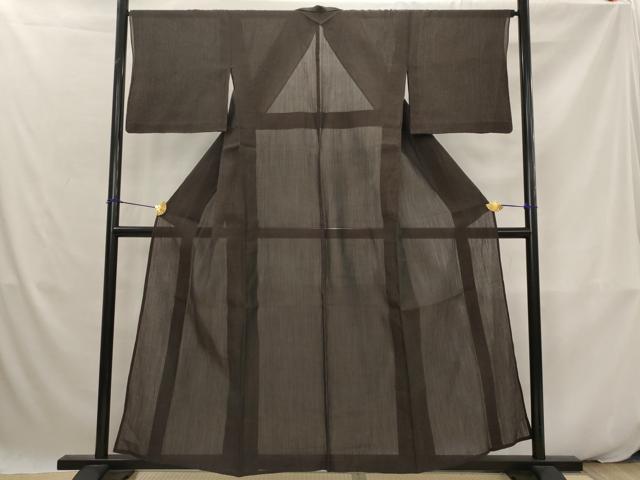 平和屋着物*夏物 本場小千谷ちぢみ 赤墨色 麻 逸品 AABK2802st