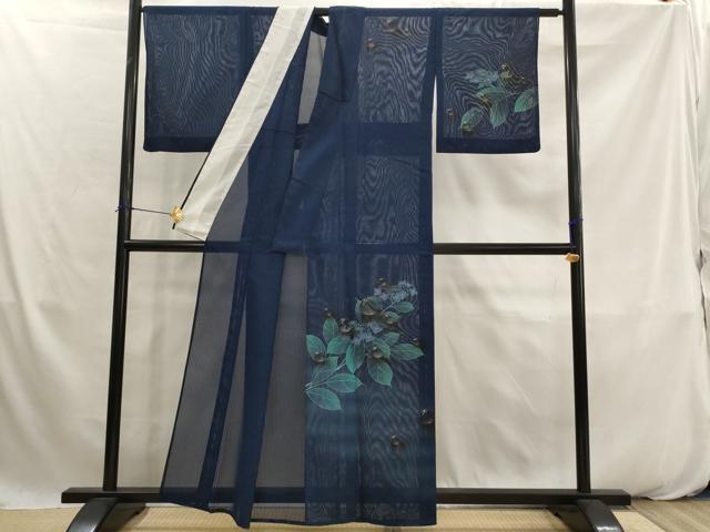 平和屋着物*夏物 訪問着 縦絽 紫陽花 水滴 金彩 正絹 逸品 AABK2806st