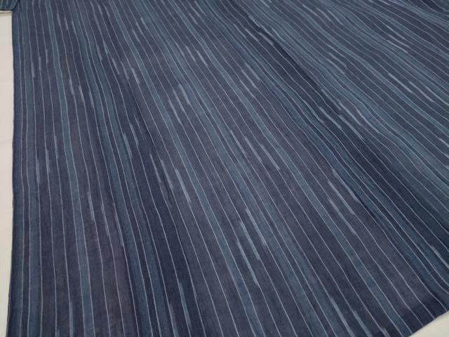 平和屋着物*夏物 矢代仁 本場小千谷ちぢみ 縞 反端付き 麻 逸品 未使用 AABK2809st
