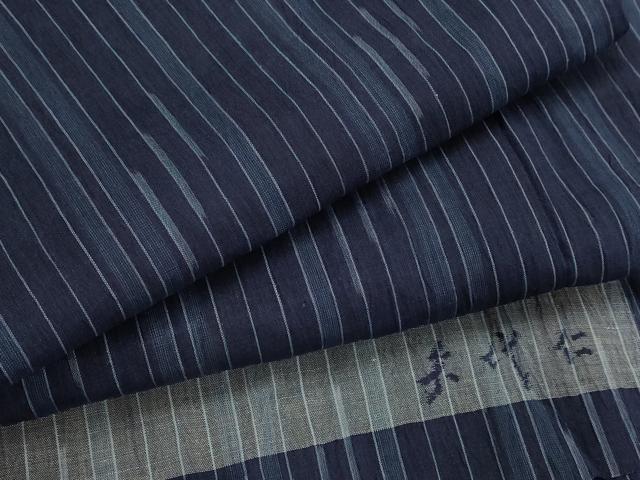 平和屋着物*夏物 矢代仁 本場小千谷ちぢみ 縞 反端付き 麻 逸品 未使用 AABK2809st