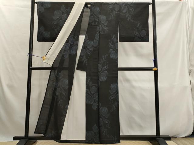 平和屋着物*夏物 本場大島紬 夏大島 9マルキ 蔦の葉文 正絹 逸品 AABK2819st