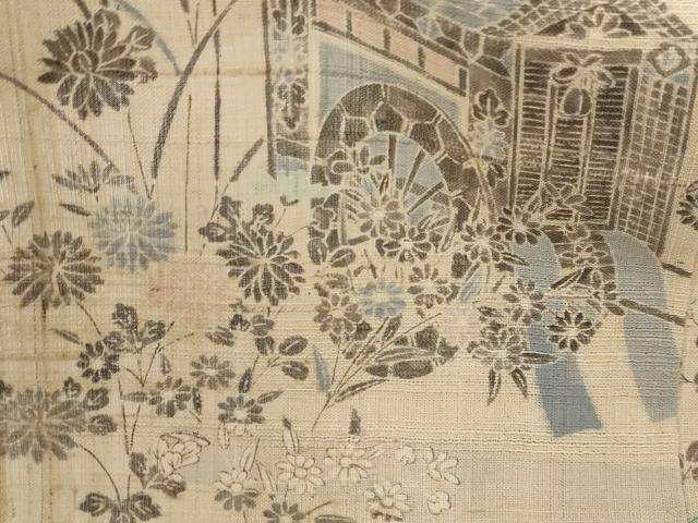 平和屋着物*夏物 訪問着 生紬 御所車花文 正絹 逸品 AABK2824st