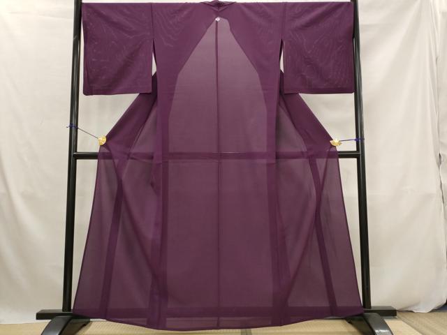 平和屋着物*夏物 色無地 絽 紫紺色 正絹 逸品 AABK2837st
