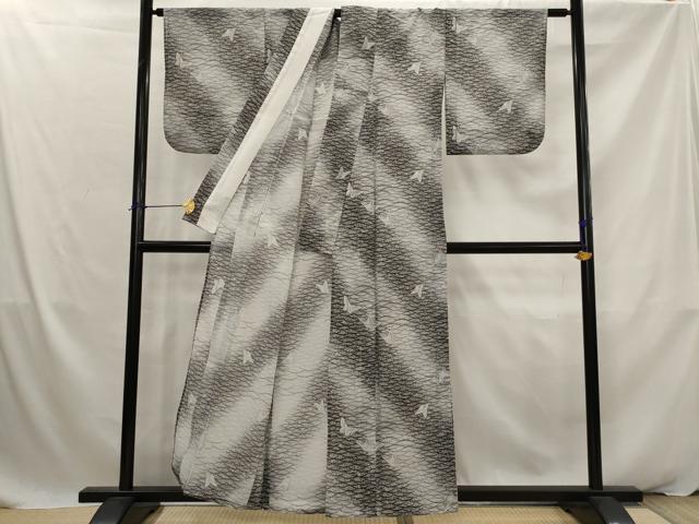 平和屋着物*夏物 小紋 絽 舞蝶文 洗える着物 AABK2838st
