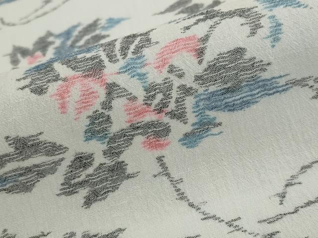 平和屋着物*夏物 小紋 紗 更紗花文 洗える着物 AABK2841st