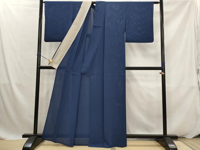 平和屋着物*夏物 色無地 絽 濃藍色 正絹 逸品 AABK2843st