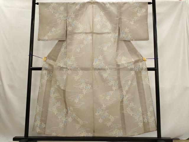 平和屋着物*夏物 小紋 紗 流水草葉文 洗える着物 AABK2861st