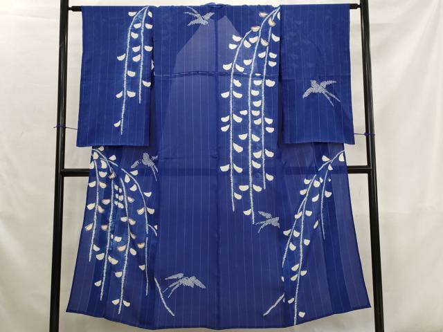 平和屋着物*夏物 訪問着 絽 絞り 刺繍 花鳥文 金糸 正絹 逸品 AABK2868st