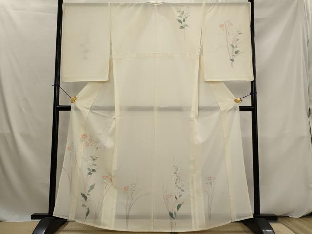 平和屋着物*夏物 訪問着 絽 友禅 草花文 正絹 逸品 AABK2869st