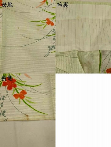 平和屋着物*夏物 小紋 絽 草花文 暈し染め 洗える着物 AABK2873st