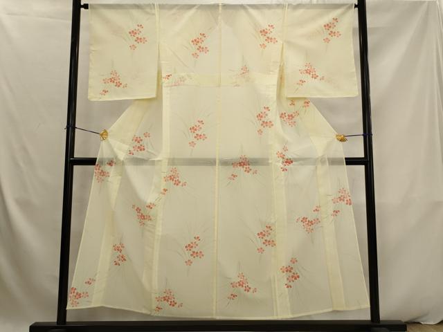 平和屋着物*夏物 小紋 絽 草花文 洗える着物 AABK2874st