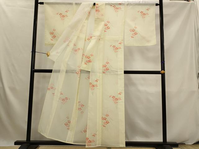 平和屋着物*夏物 小紋 絽 草花文 洗える着物 AABK2874st
