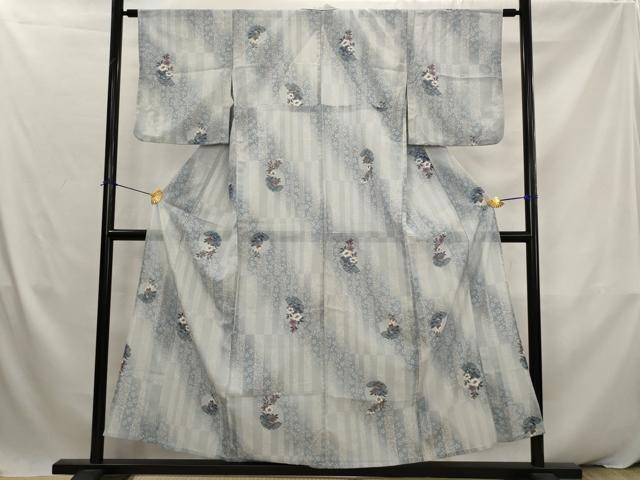 平和屋着物*夏物 小紋 絽 雪輪花文 洗える着物 AABK2883st