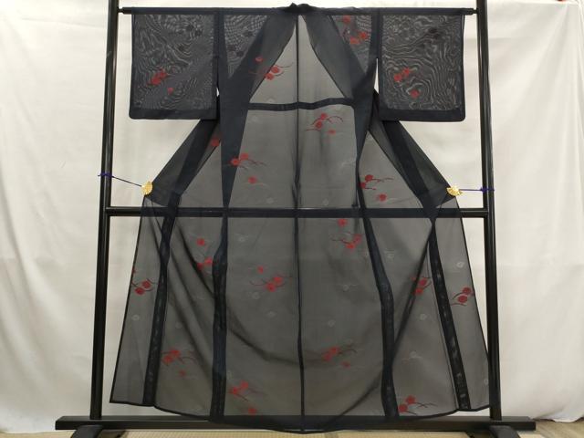 平和屋着物*夏物 小紋 絽 芝花文 正絹 逸品 AABK2886st