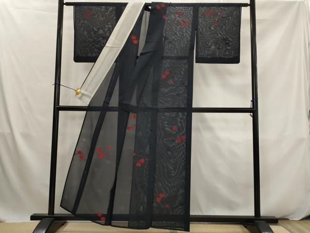 平和屋着物*夏物 小紋 絽 芝花文 正絹 逸品 AABK2886st