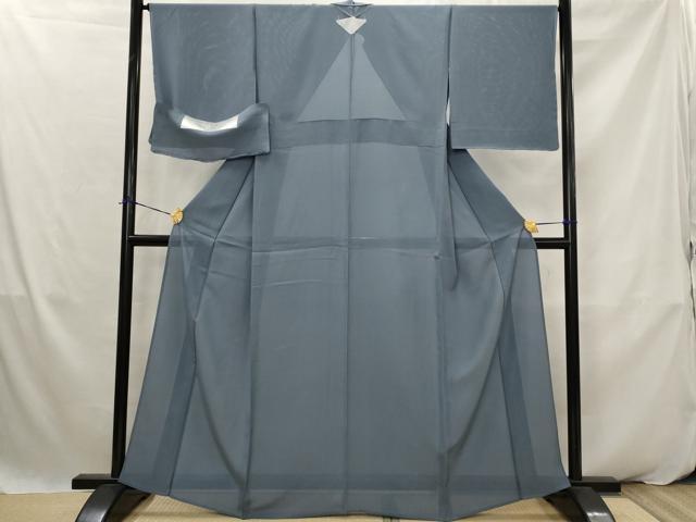 平和屋着物*夏物 色無地 絽 御召御納戸色 反端付き 正絹 逸品 未使用 AABK2898st