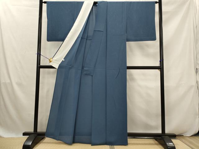 平和屋着物*夏物 色無地 絽縮緬 作家物 深縹色 正絹 逸品 AABK2903st