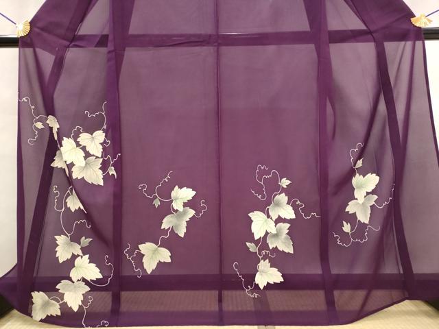 平和屋着物*夏物 訪問着 絽 手描き 蔦の葉文 正絹 逸品 AABK2913st