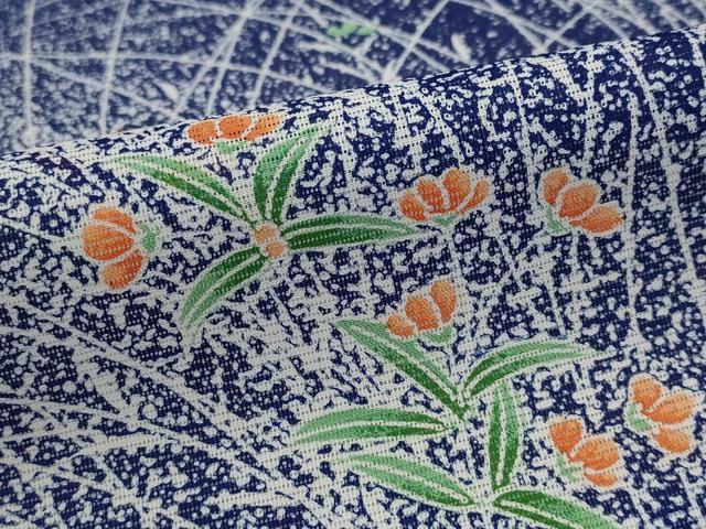 平和屋着物*夏物 小紋 絽 草花文 洗える着物 AABK2914st
