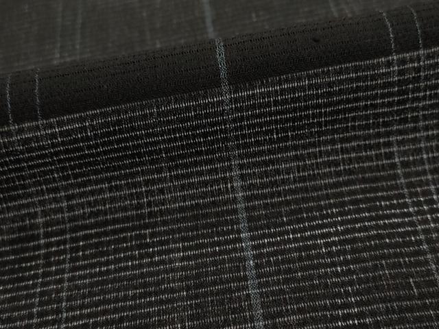 平和屋着物*夏物 小紋 絽縮緬 縞 黒地 正絹 逸品 AABK2915st