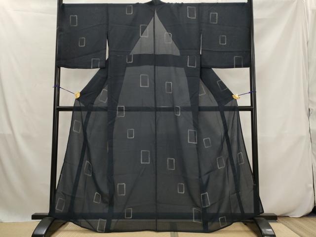 平和屋着物*夏物 小紋 紗 幾何学文様 洗える着物 AABK2926st