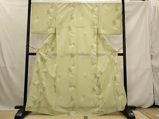 平和屋着物*夏物 小紋 紗 舞花文 洗える着物 AABK2927st